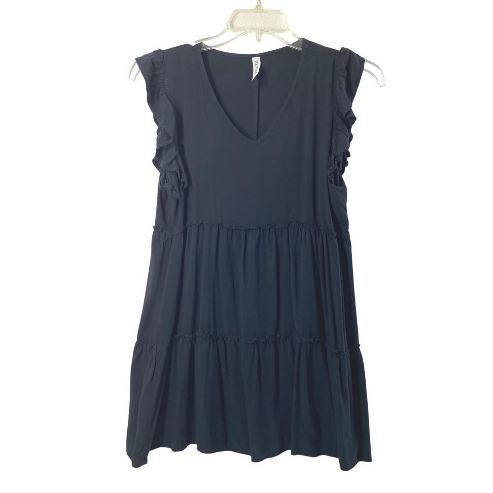 Zenana Dress Women Small Black Babydoll Ruffle Tiered Swim Coverup Minimalist